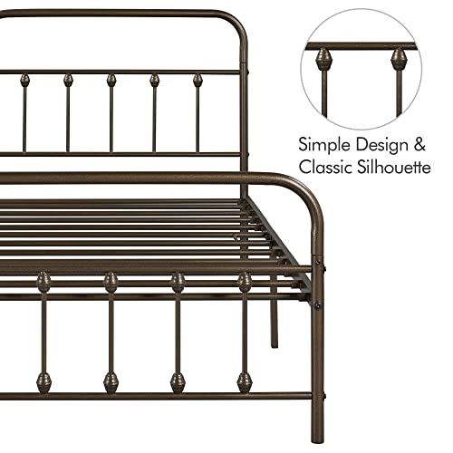 Yaheetech Classic Metal Platform Bed Frame with Victorian Headboard, Full Size Black T81083
