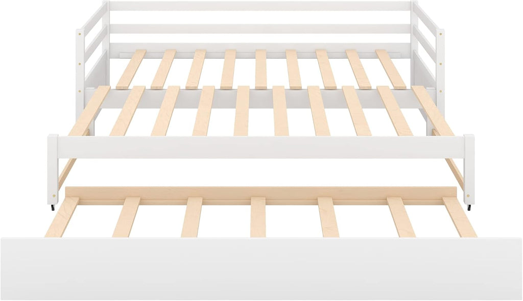 Twin to Double Extendable Daybed with Pull Out Trundle, White O55096