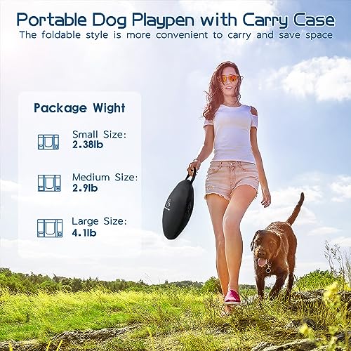 Foldable Dog Cat Playpen with Carrying Case, Water-Resistant, Indoor Outdoor V14642