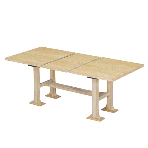 Farmhouse 6-Piece Extendable Dining Table Set with Upholstered Chairs and Bench, Dark Brown V263