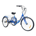 7-Speed Adult Tricycle with Large Basket 24/26 Inch, Stable 3-Wheel Cruise Bicycle for Shopping, Beach and City Trike Perfect for Men, Women, Seniors(Red/Blue)