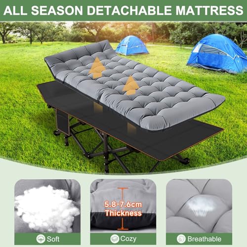 ABORON Oversized Folding Camping Cot for Adults, Double Layer 1200D, with Mat & Carrying Bag S2407