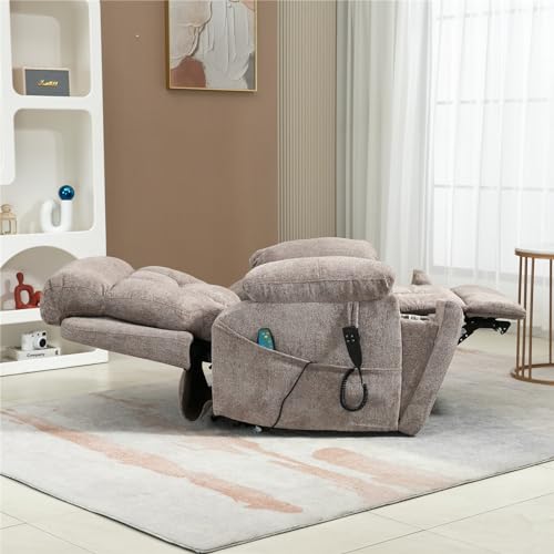 Lift Chair Recliner with Massage and Heat, Heavy Duty for Seniors, Brown V12888