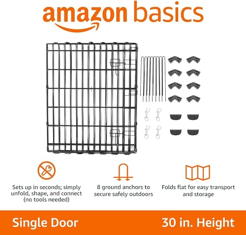Amazon Basics Foldable Octagonal Metal Dog Playpen, Extra Large, Black G18040