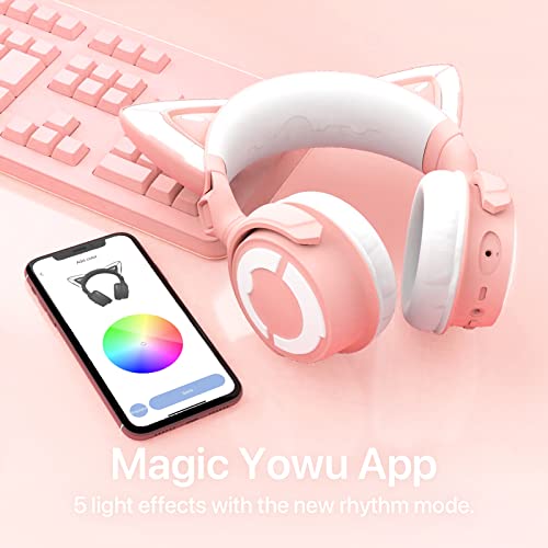 YOWU Cat Ear Headphones 4GS Wireless Bluetooth Noise Cancelling Headset with Mic Q849