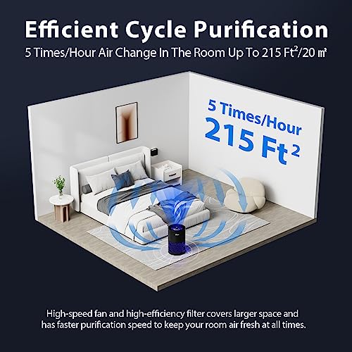 FreAire Air Purifier for Bedroom, HEPA with RGB Lights, Portable for Home (Black) F25506