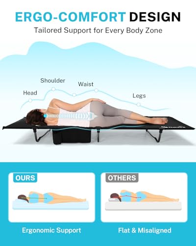 Gonex Extra Wide Camping Cot with Breathable Mesh, Supports 350lbs H8062