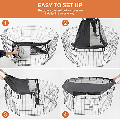 PJYuCien Dog Playpen - Metal Foldable Exercise Pen with Bottom Pad for Small Medium Pets C352