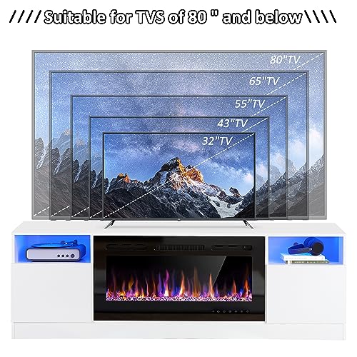 70" Fireplace TV Stand with 36" Electric Fireplace, Black G64397