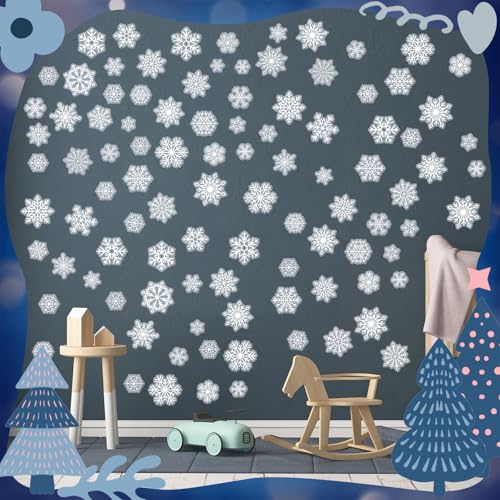 Pickmesh 45 Pcs Christmas Snowflake Window Gel Clings Removable Reusable U3538