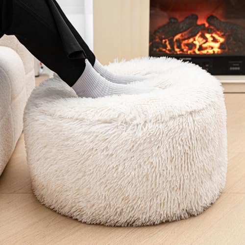 Ottoman Foot Rest Floor Pouf, Dark Coffee, 12x20 Inch X48390