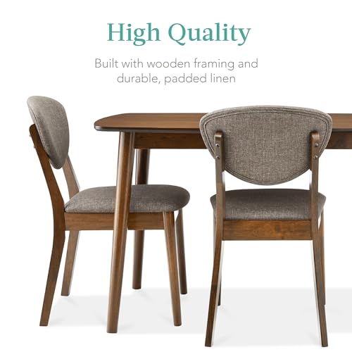 Best Choice Products 5-Piece Dining Set, Mid-Century Modern Table & 4 Chairs, Wooden Frame, Charcoal/Walnut D1250