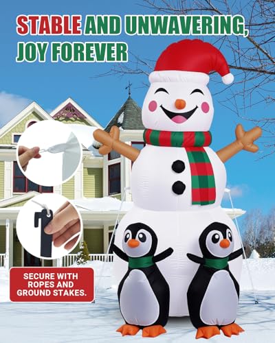 Christmas Inflatable Snowman with Penguin Yard Decoration with LED Lights K4000