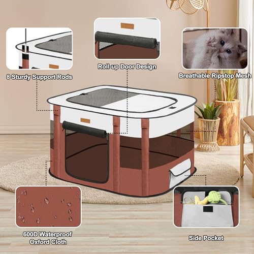Dog Playpen Foldable Pet Tent with Carrying Bag for Indoor Outdoor Travel E336924
