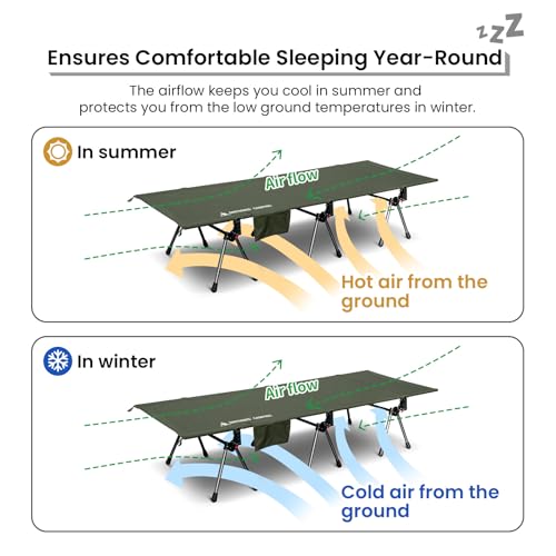 OneTigris SUPRANUBIS Camping Cot, Height Adjustable, Portable Folding Bed R56991