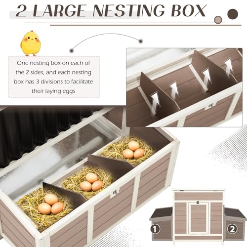 AECOJOY Chicken Coop 56" Wooden Hutch with 6 Nesting Boxes V450