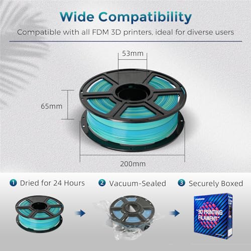 FLASHFORGE PLA Filament 1.75mm Burnt Titanium, Color Changeable 3D Printer Filament 1kg T433110