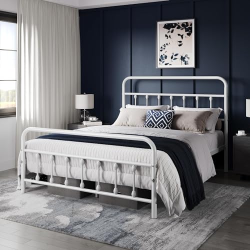 Yaheetech Classic Metal Platform Bed Frame with Victorian Headboard, Full Size Black T81083