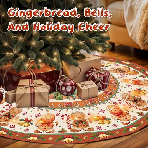 Christmas Tree Skirt 36 Inch with Snowman Reindeer Santa Snowflake L183244