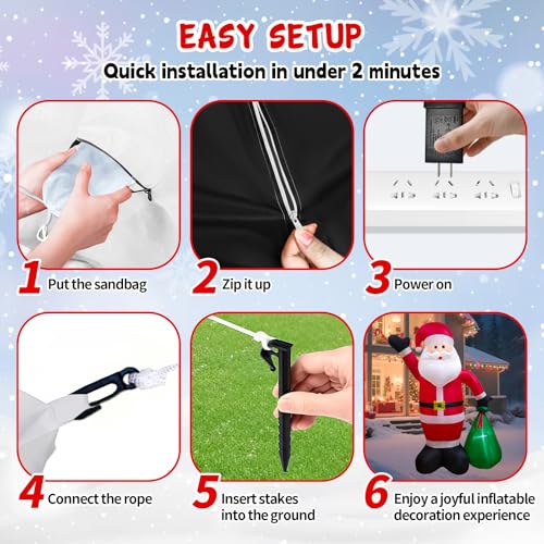 8 FT Christmas Inflatable Santa Claus with Gift Box for Yard Outdoor Decor B4648