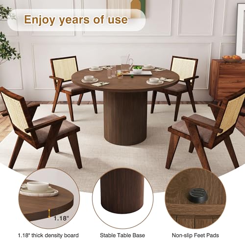 47 inch Round Dining Table with Storage Shelf (Walnut) N502088