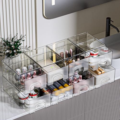 ZHIAI 3 Pack Clear Stackable Acrylic Cosmetic Organizer with Drawers N472
