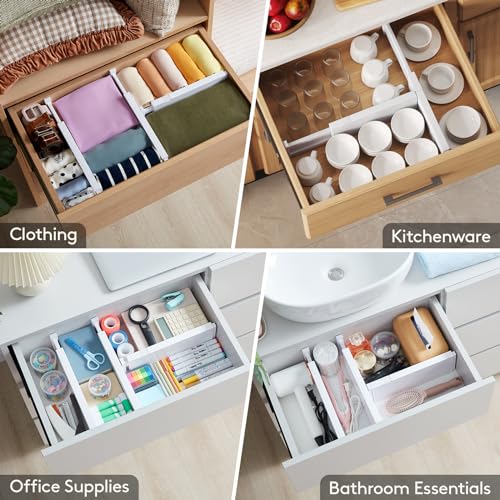 Lifewit 14 Pack Adjustable Drawer Dividers 4" High, White N847