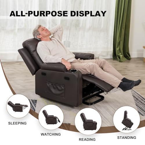 COMHOMA Power Lift Recliner Chair for Elderly Adults with Massage & Heat, Brown J661097