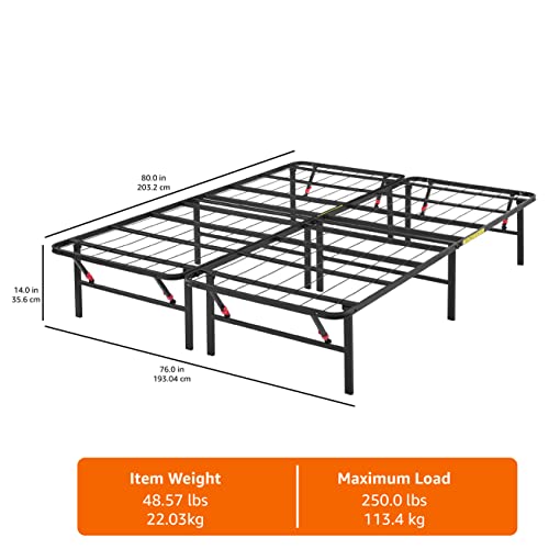 Amazon Basics Foldable Metal Bed Frame with Storage, Full Size, Black A770