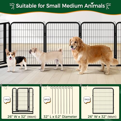 Yaheetech Dog Playpen Outdoor 40 Inch 8 Panels Metal Pet Fence I4784