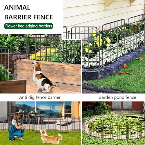 30ft x 17in Rustproof Metal Garden Fence Border with Ground Stakes Y31644