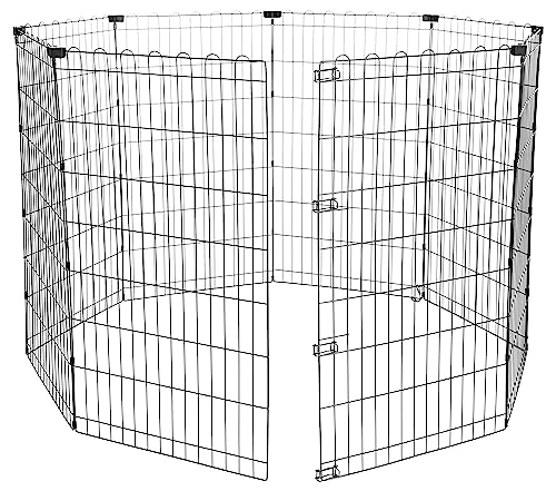 Amazon Basics Foldable Octagonal Metal Dog Playpen, Extra Large, Black G18040