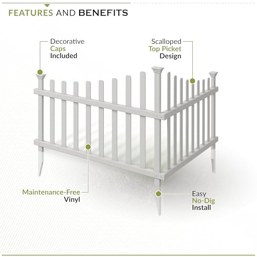 Zippity Ashley Corner Vinyl Picket Fence, 30in H x 40in W, 2 Panels, White N24152
