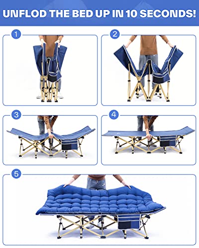 Sportneer Camping Cot for Adults with Mattress, Heavy Duty Folding Portable Bed R956
