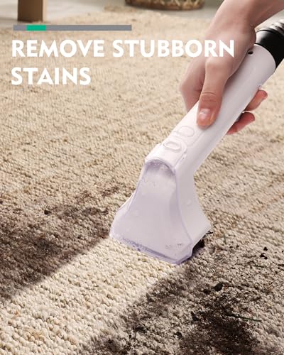 HAUSHOF Portable Carpet and Upholstery Cleaner, Lightweight Handheld for Pet Stains, White & Light Grey U80538