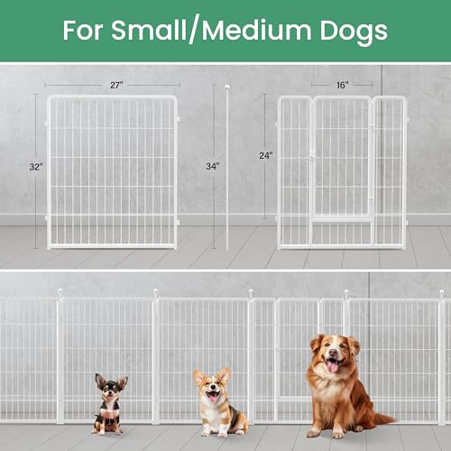 HealSmart Dog Playpen Indoor 32" Height 8 Panels for Small/Medium Dogs, Black J454