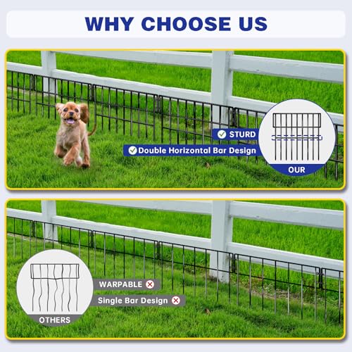 35 Panels Garden Fence Animal Barrier, 38ft x 13in No Dig Rustproof Metal Outdoor Wire Fencing E53834
