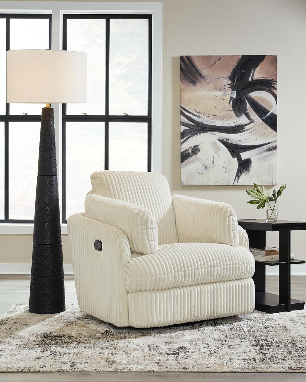 Signature Design by Ashley Tie-Breaker Swivel Glider Recliner, White F344740