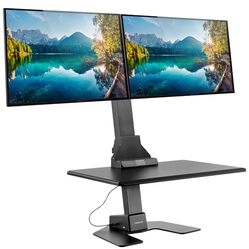 Mount-It! Electric Standing Desk Converter - Motorized Sit-Stand Desk Riser with Monitor Mount, 32" V46023