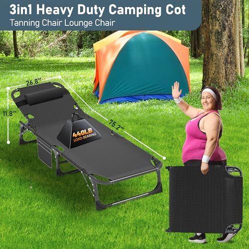 LILYPELLE Folding Camping Cot, Extra Wide Heavy Duty with Carry Bag Z15817