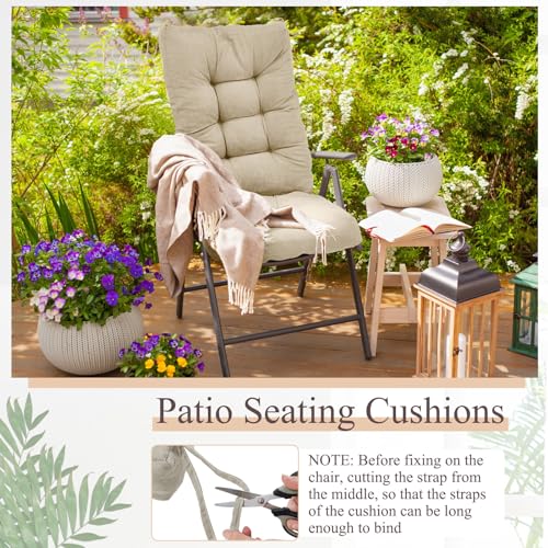 Juexica 4 Sets Outdoor Patio Chair Cushions High Back Tufted Beige D1688