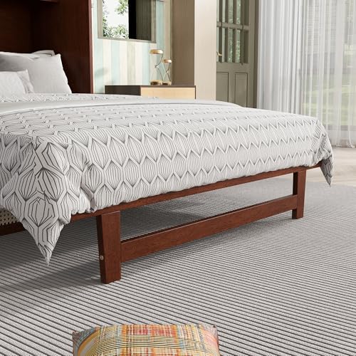 KEIKI Queen Size Murphy Bed with Charging Station and Drawer, Walnut B45816