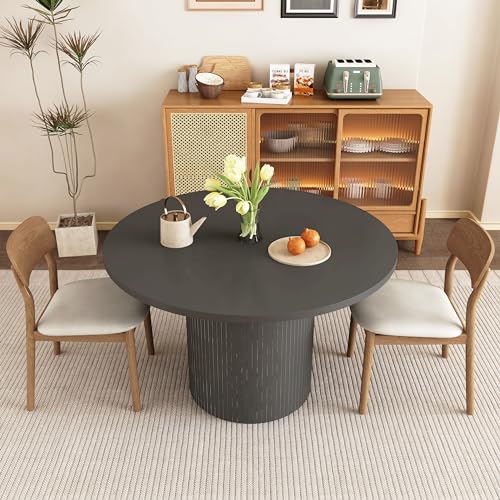 47 inch Round Dining Table with Storage Shelf (Walnut) N502088