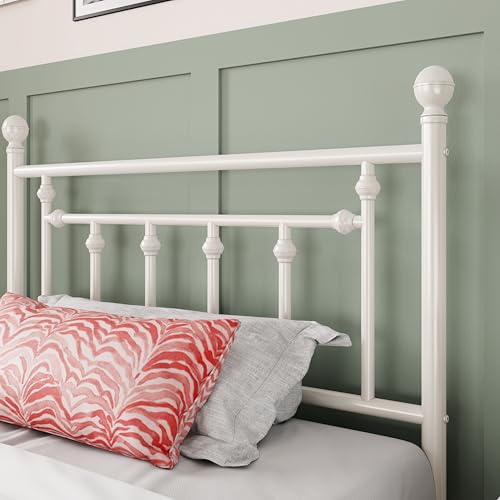 Allewie 14 Inch Full Size Metal Platform Bed Frame with Victorian Headboard, Black E84939