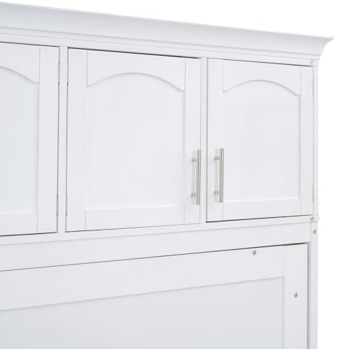 Full Size Murphy Bed with Storage Cabinet, White X533