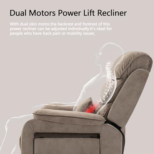 Power Lift Chair Recliner with Massage and Heat for Adults, Dual Motor H2507
