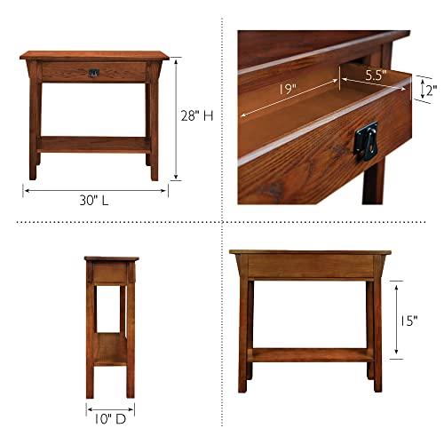 Leick Home 8233 Mission Console Table, Solid Wood, Medium Oak Finish L774