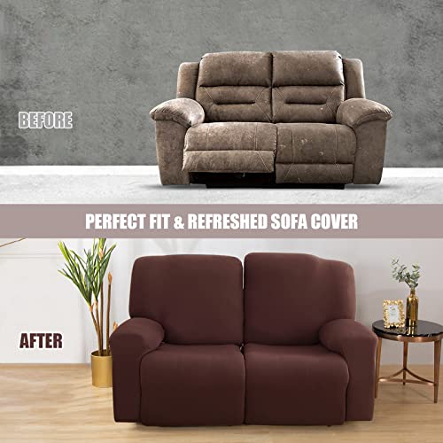 Loveseat Recliner Slipcover with Side Pocket, Stretch Elastic Furniture Protector E391952