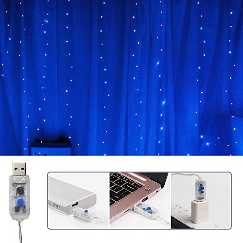 300 LED Curtain Christmas String Lights with Remote Control USB Power for Bedroom Home Decor K9828