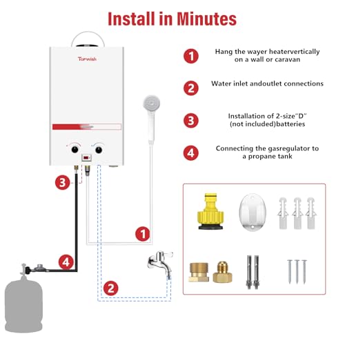 Propane Tankless Water Heater 10L Portable for Camping, RV Shower G99362